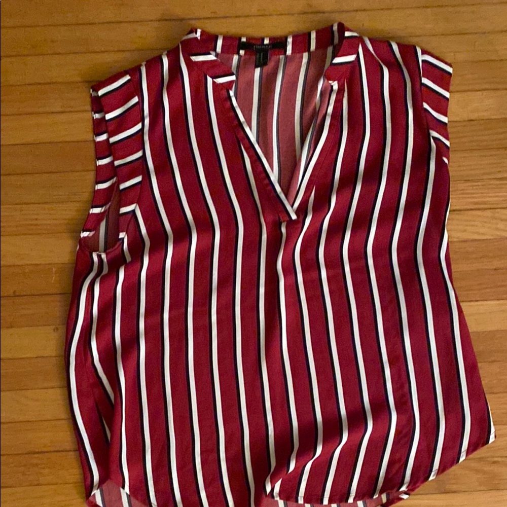 Striped Sleeveless Top - Red and White